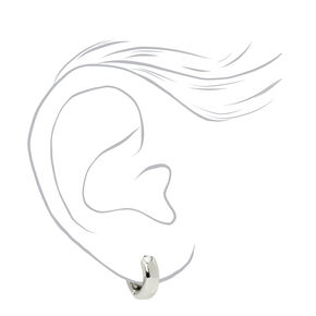 Silver 15MM Huggie Hoop Earrings,
