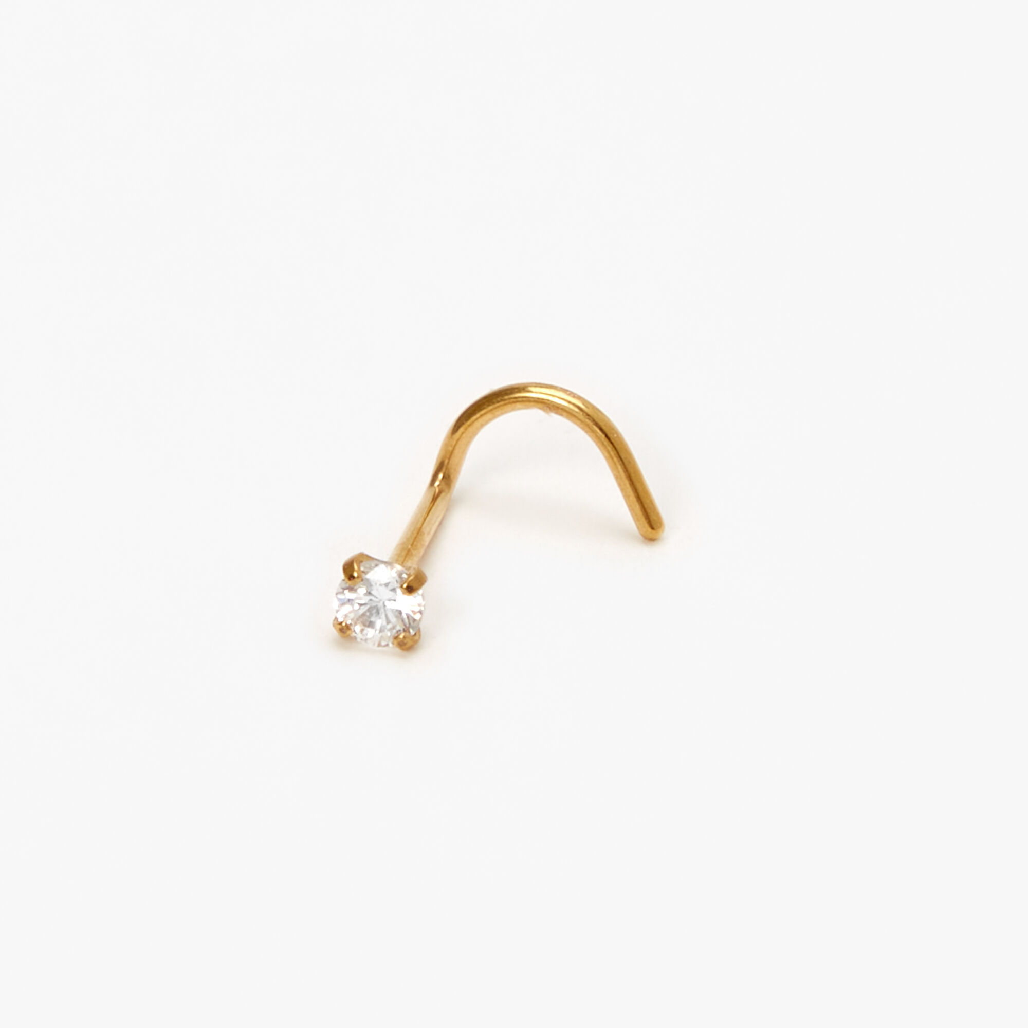 View Claires Tone Titanium 20G Crystal Prong Nose Stud Gold information