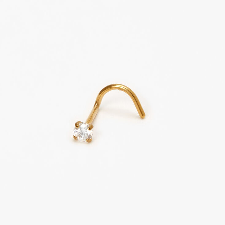 Gold-tone Titanium 20G Crystal Prong Nose Stud,