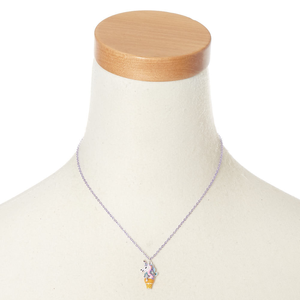 Collier à pendentif glace licorne violet,