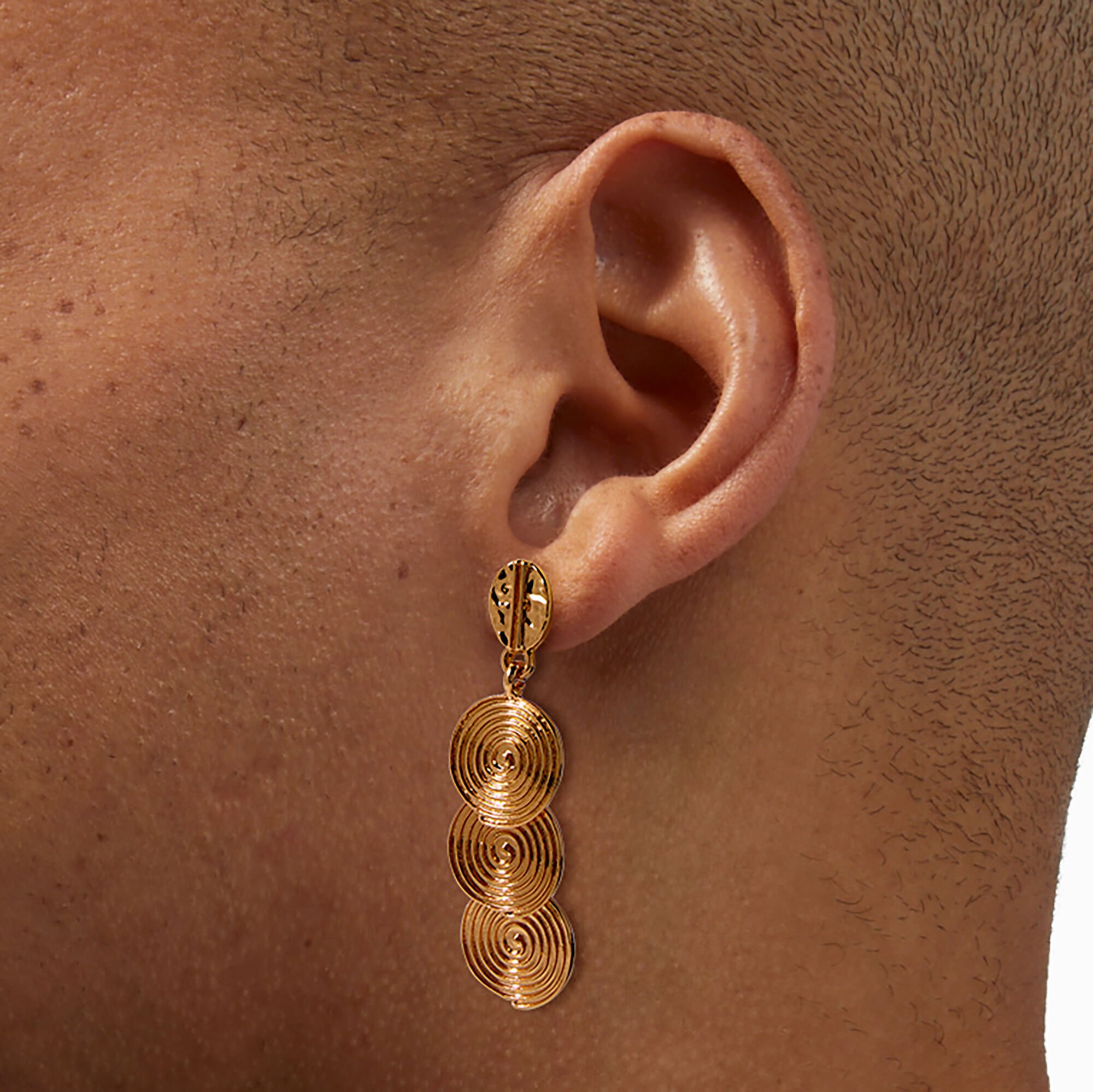 Gold-tone Triple Spiral Drop Earrings,