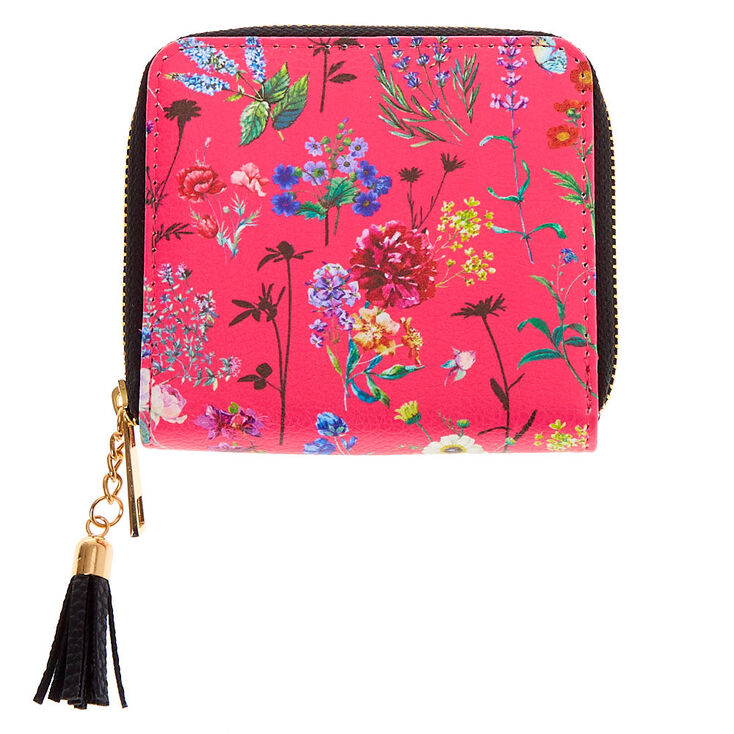 Claire's Mini porte-monnaie à zip floral - Rose