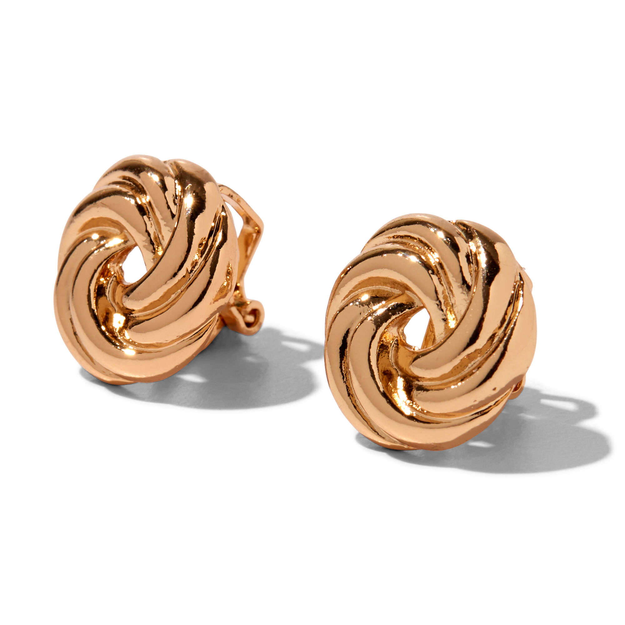 View Claires Tone Swirls ClipOn Stud Earrings Gold information