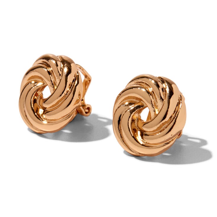 Gold-tone Swirls Clip On Stud Earrings,