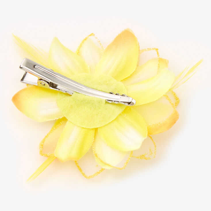 Barrette &agrave; cheveux fleur jaune,