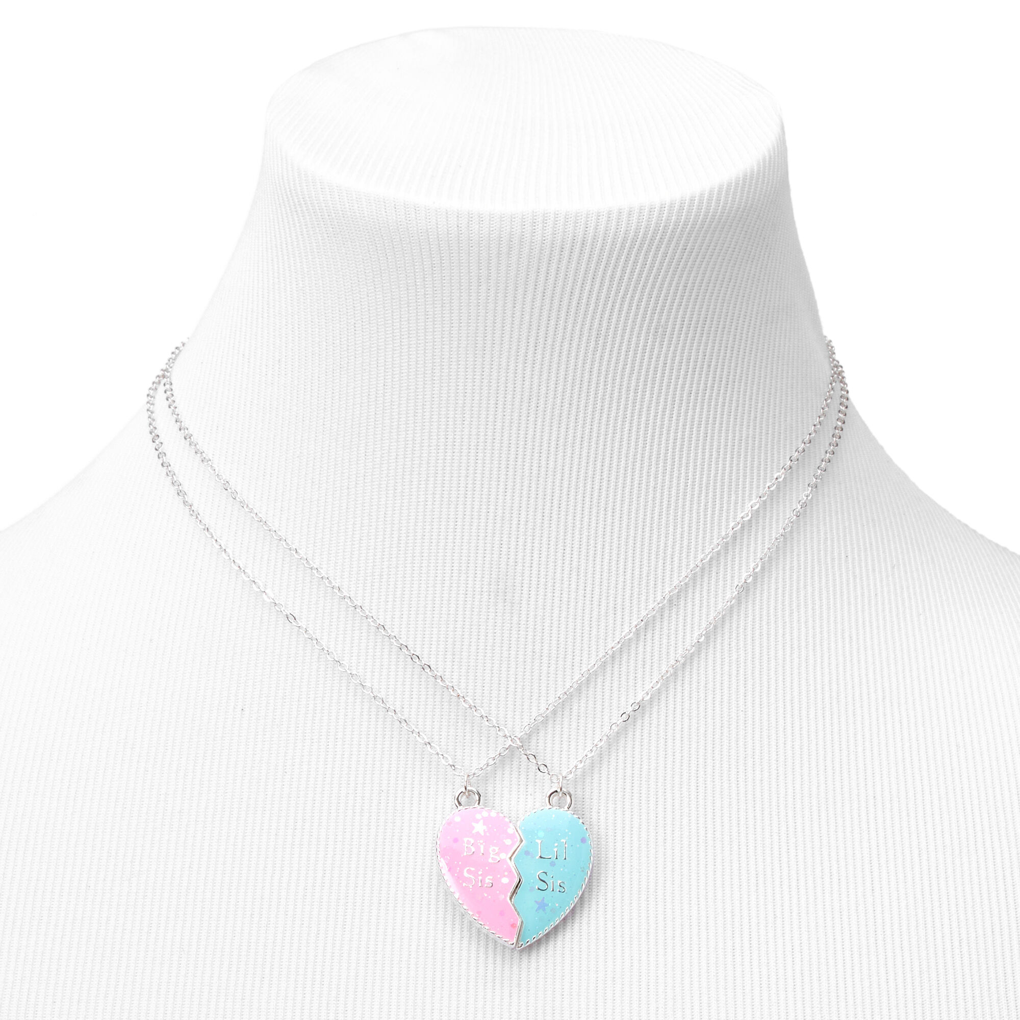 Big Sis Little Sis Split Heart Necklaces 2 Pack