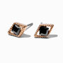 Gold-tone Cubic Zirconia Black Diamond Stud Earrings,