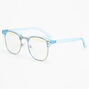 Solar Blue Light Reducing Round Browline Clear Lens Frames - Blue,