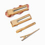 Gold-tone Metallic Wave Rectangular Hair Clips - 4 Pack,