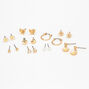 Gold Flower Power Mixed Earrings - 9 Pack,