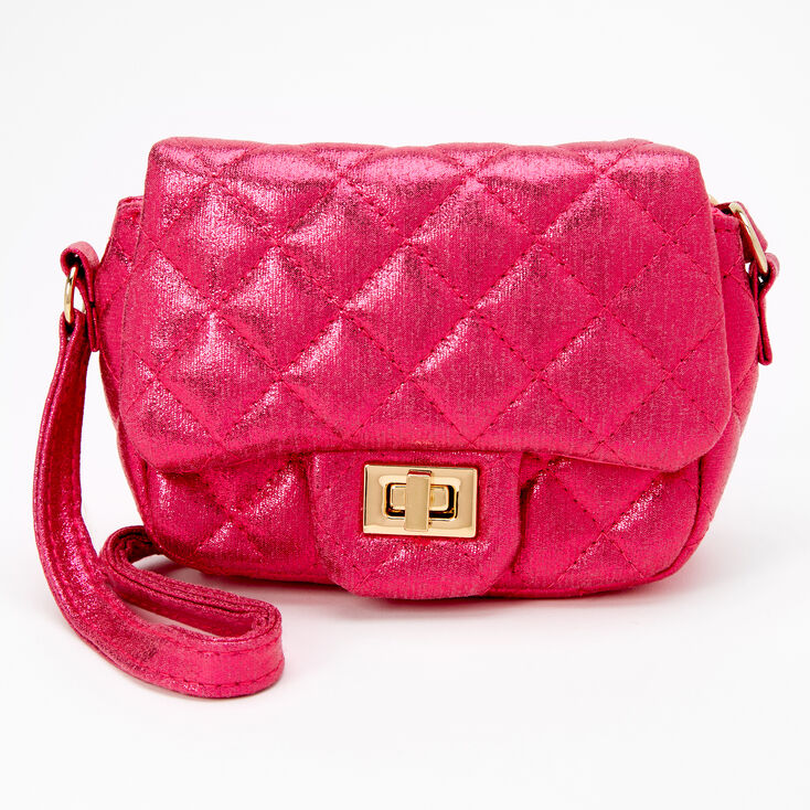 Claire&#39;s Club Quilted Mini Crossbody Bag - Fuchsia,