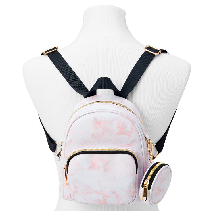 Pink &amp; White Marbled Backpack,