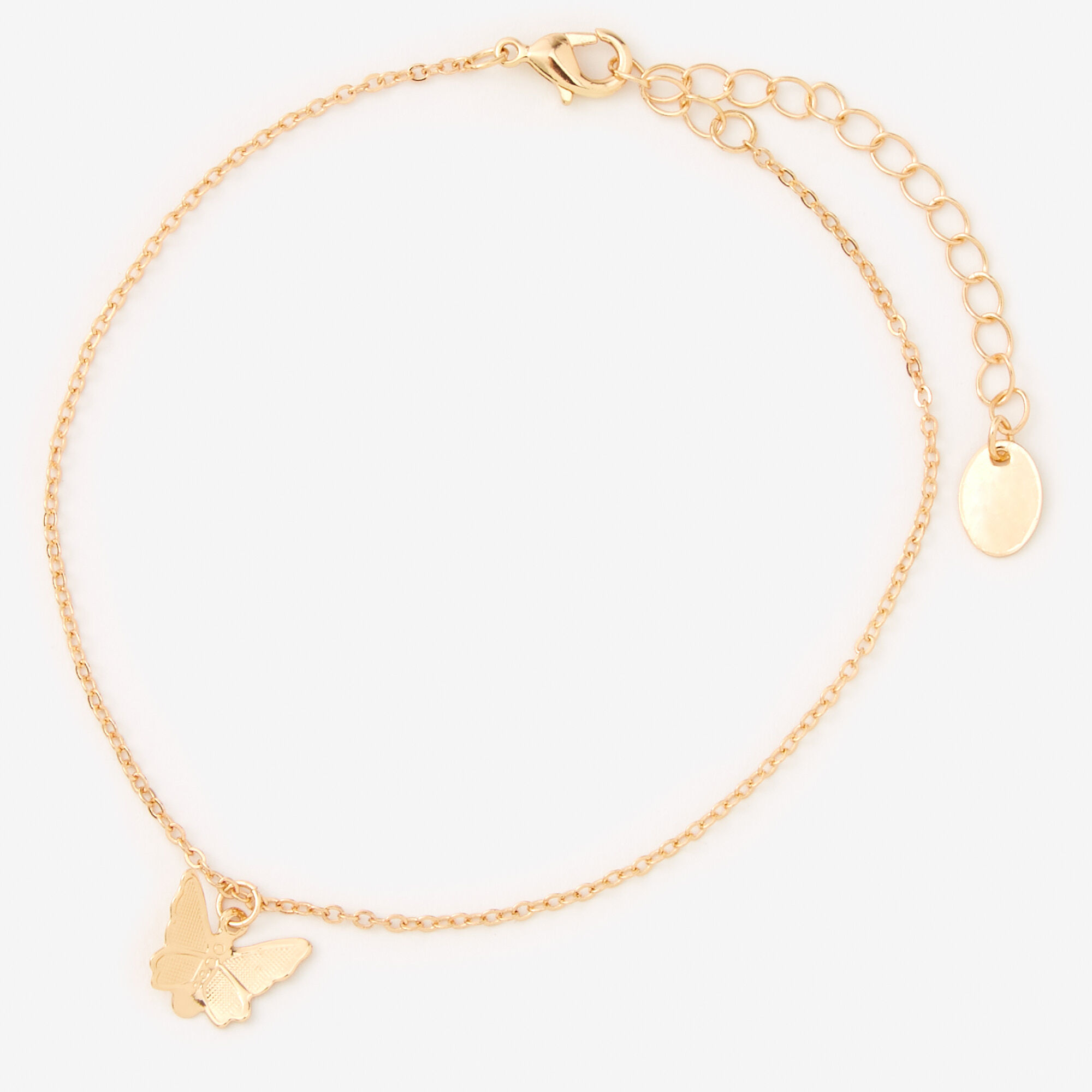 Gold Butterfly Charm Anklet Claire s US