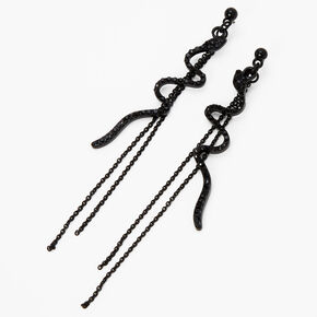 Black 3.5&quot; Crystal Snake Drop Earrings,