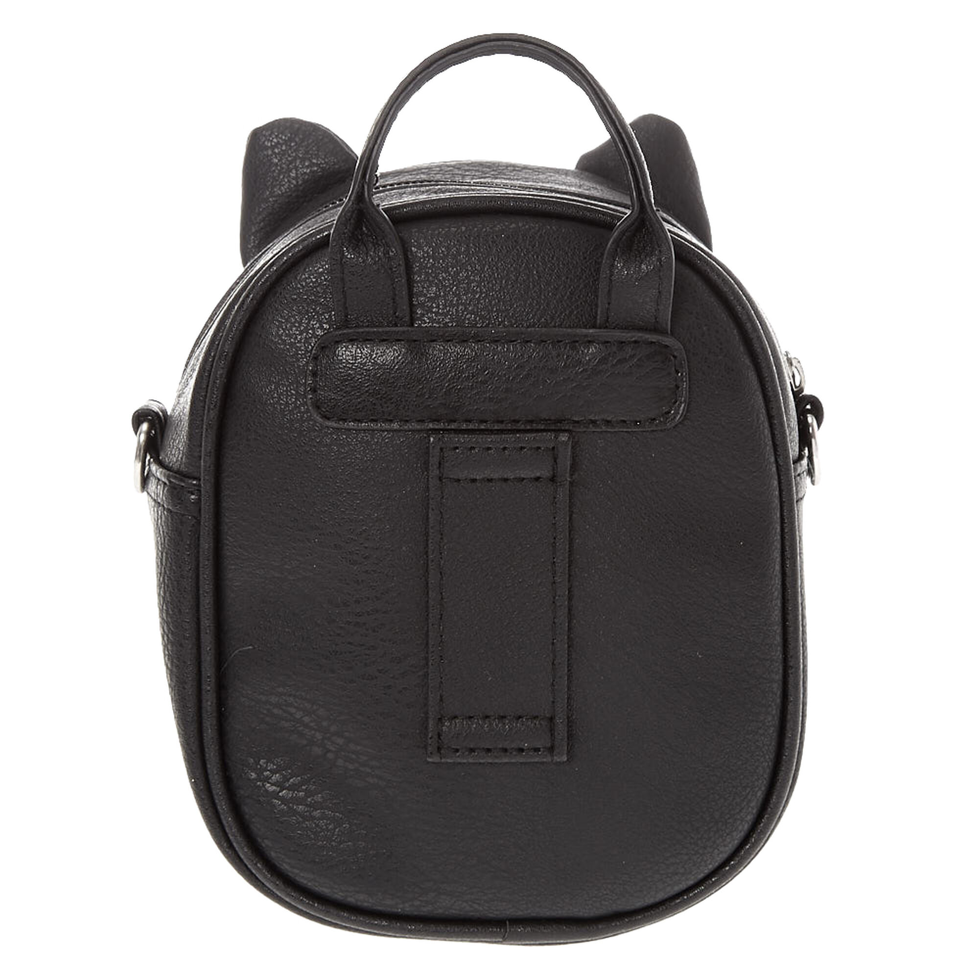 black faux leather backpack
