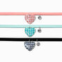 Best Friends Houndstooth Heart Choker Necklaces - 3 Pack ,