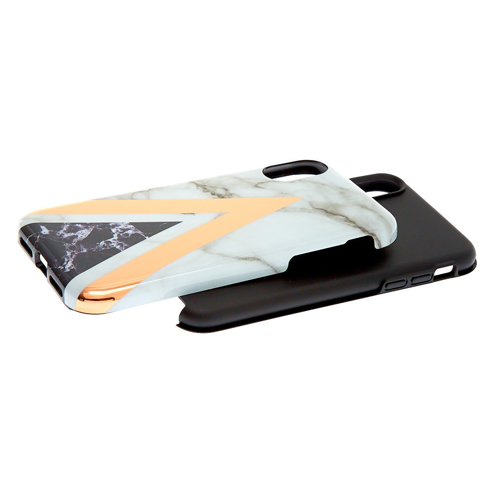 Geometric Marbled Protective Phone Case - Fits iPhone XR,