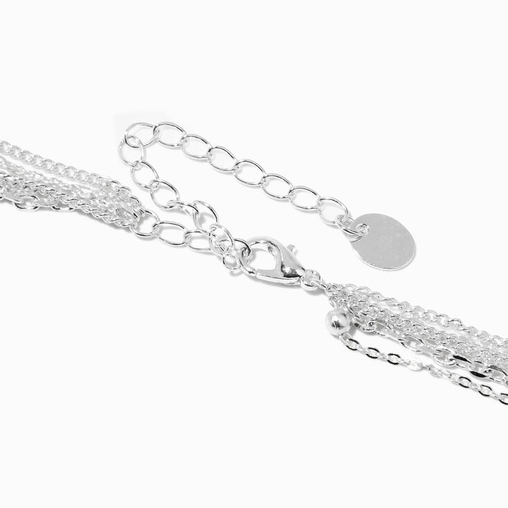 Silver Butterfly Chain Multi-Strand Necklace,