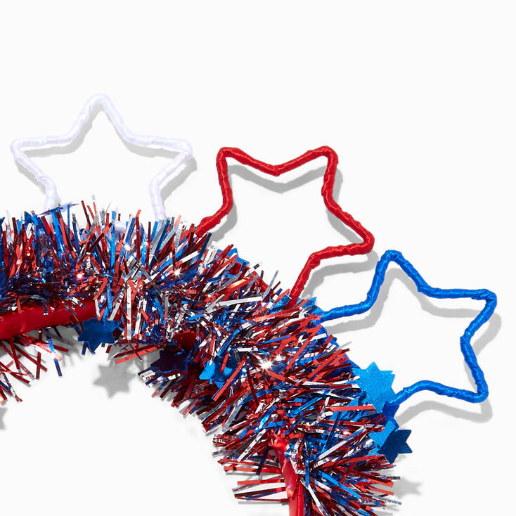 Red, White, &amp; Blue Stars and Tinsel Headband,