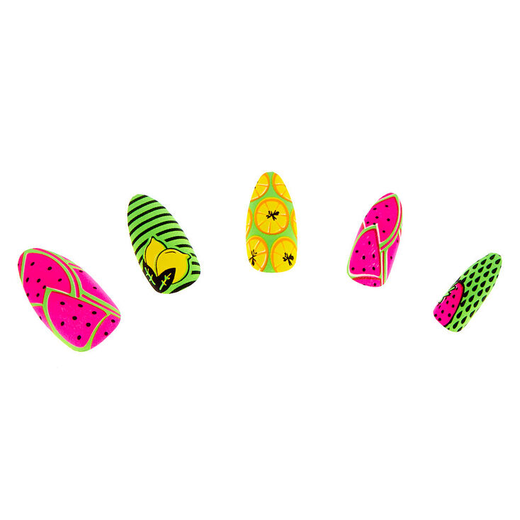Bright Fruits Stiletto Faux Nail Set - 24 Pack,