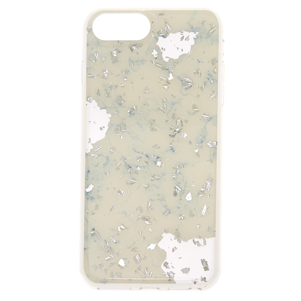 White Marble and Silver Flake Phone Case - Fits iPhone 6/7/8,