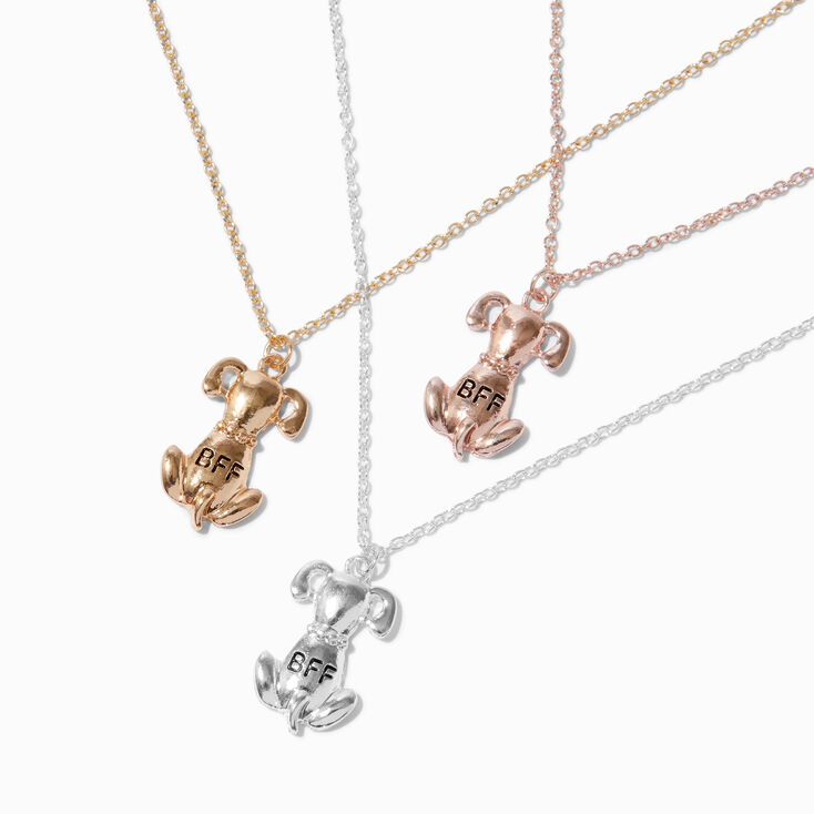Best Friends Mixed Metal Dog Pendant Necklaces - 3 Pack,