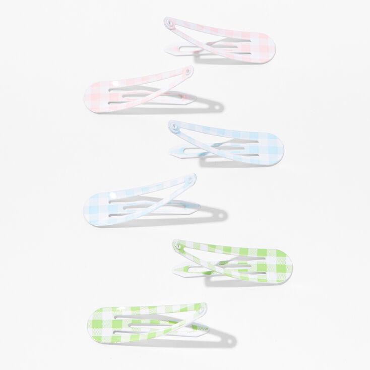 Claire&#39;s Club Pastel Gingham Snap Hair Clips - 6 Pack,