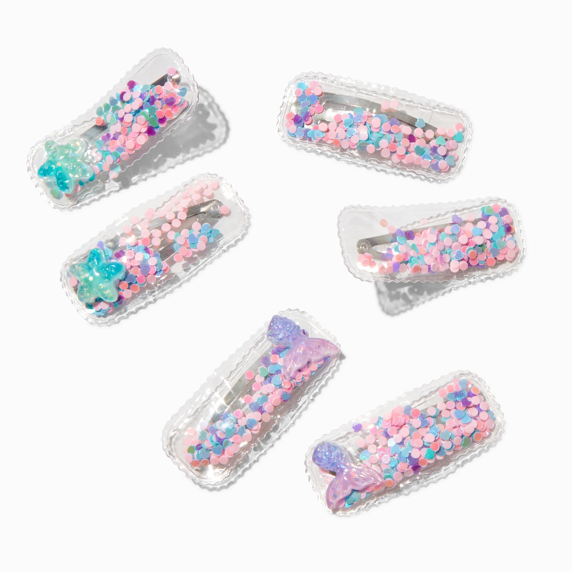 View Claires Club Mermaid Shaker Square Snap Hair Clips 6 Pack information