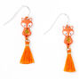 Silver 1.5&quot; Farrah the Fox Tassel Drop Earrings - Orange,