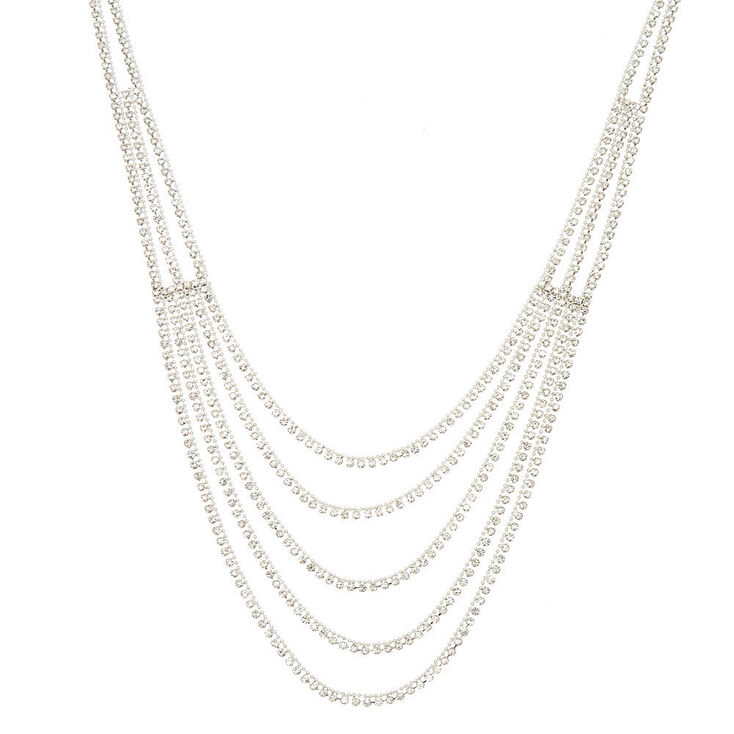 Claire's Collier volumineux swag avec strass couleur argenté