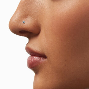 Bio Flex 20G Faux Crystal Nose Studs - Clear, 9 Pack,