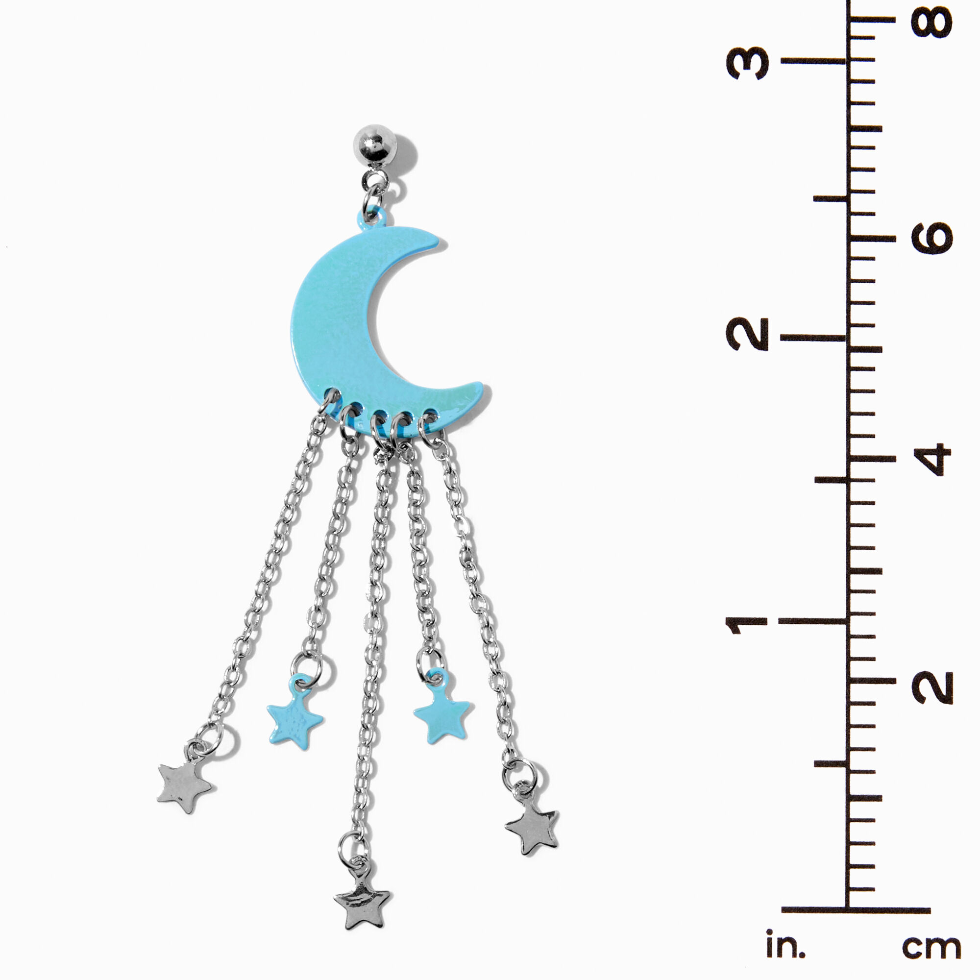 Iridescent Moon & Stars 2.5" Chain Drop Earrings,