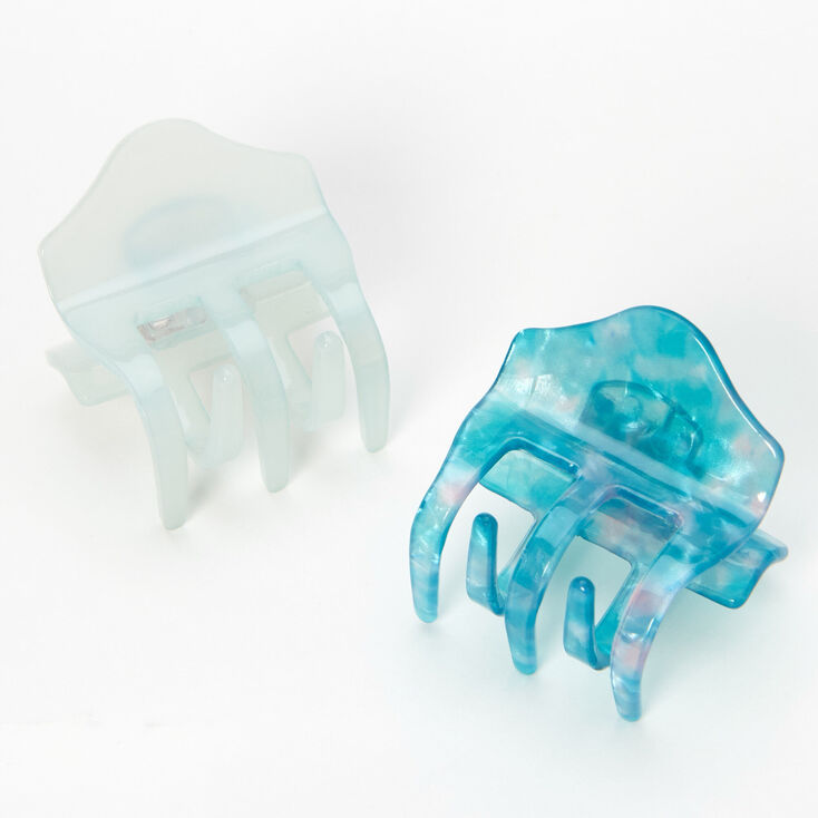 Small Aqua Frost &amp; Mottled Hair Claws - 2 Pack,