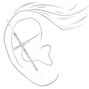Silver-tone Embellished Cross Ear Cuff Pin,