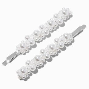 Pearl Cluster Silver-tone Hair Pins - 2 Pack,