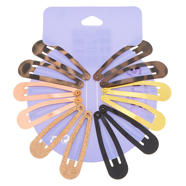 Glitter Tortoiseshell Snap Hair Clips - 12 Pack,