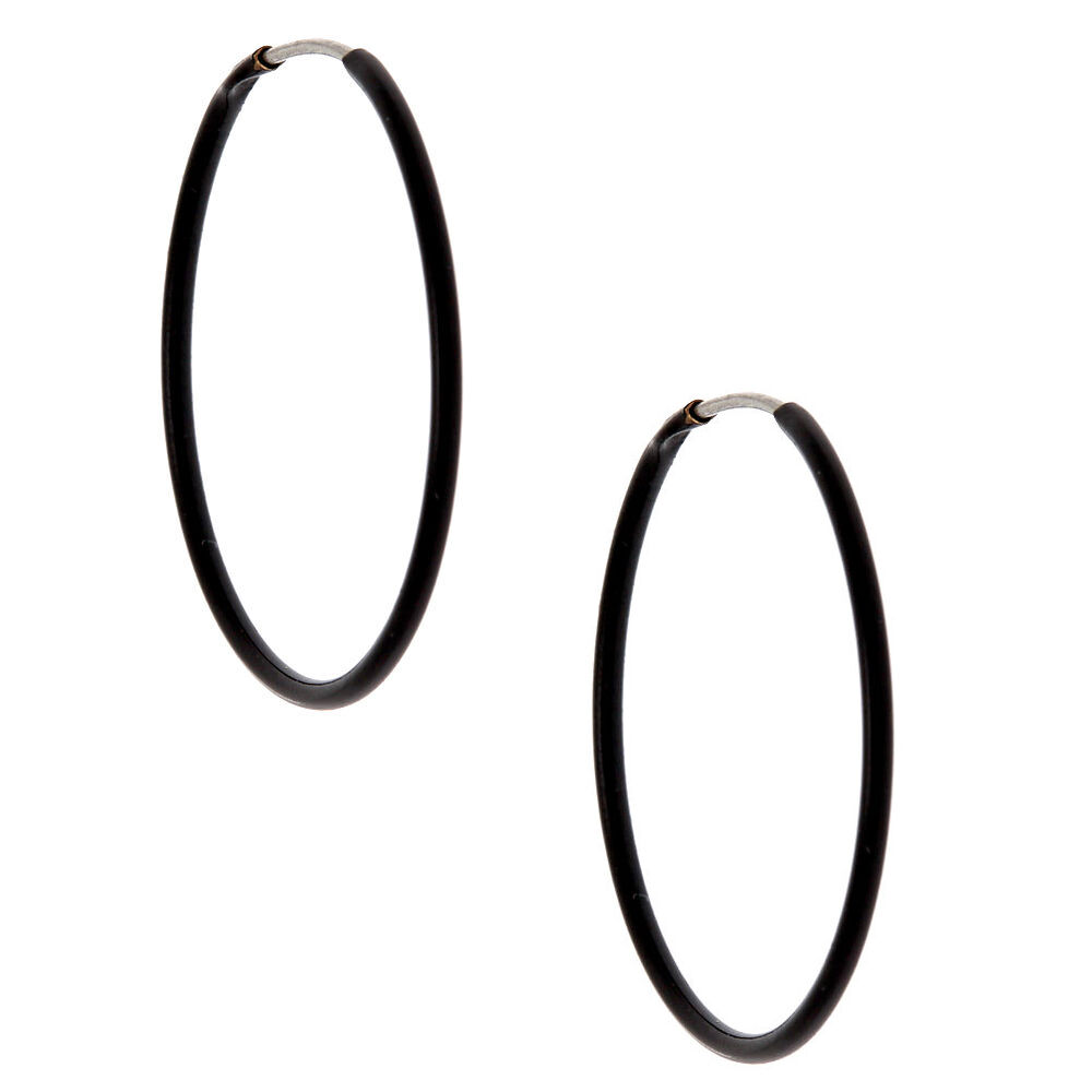 25MM Hoop Earrings - Black,
