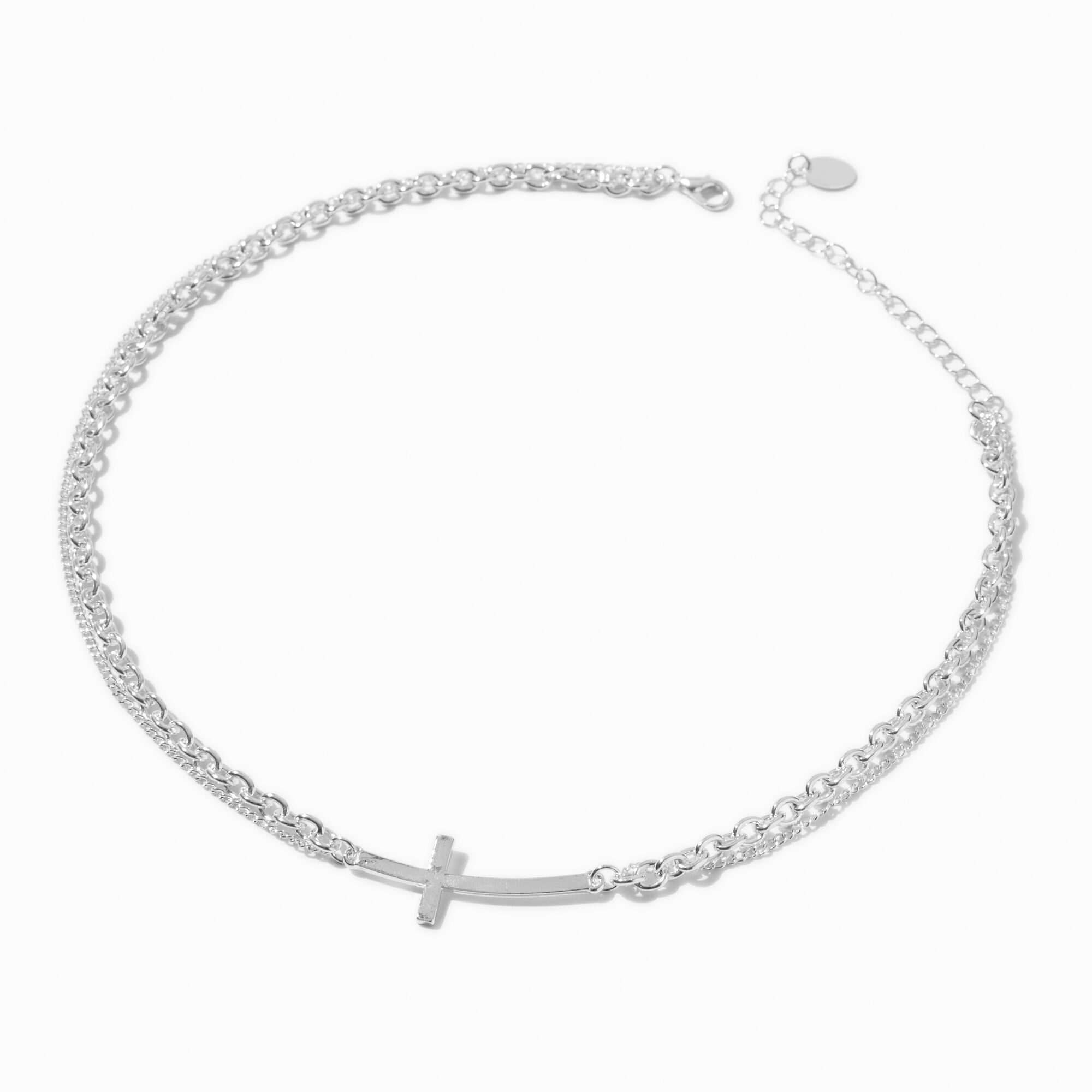 Claire's Silver-tone Twisted Cable Cross Necklace | Liberty Center