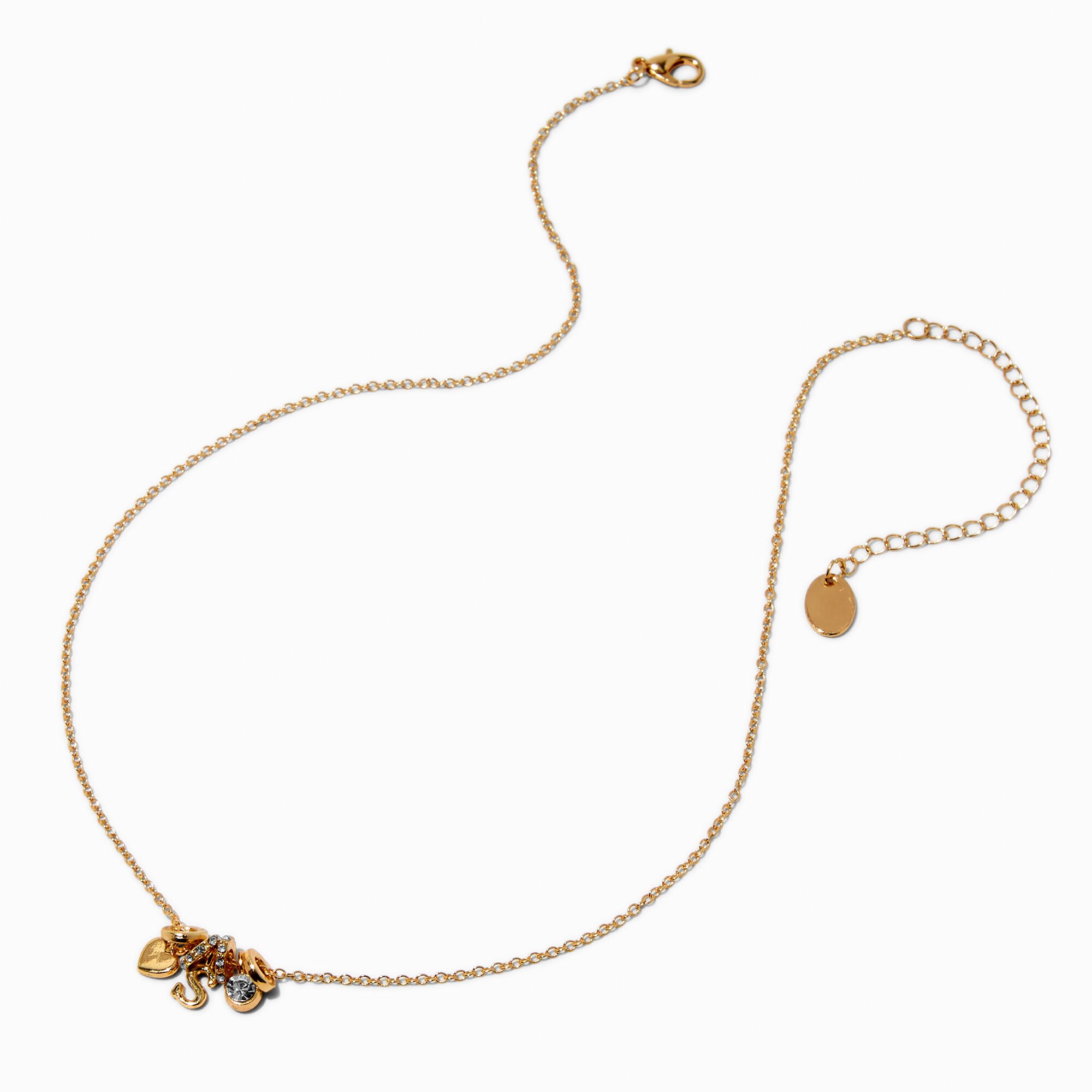 Gold-tone Initial Charm Pendant Necklace - S,