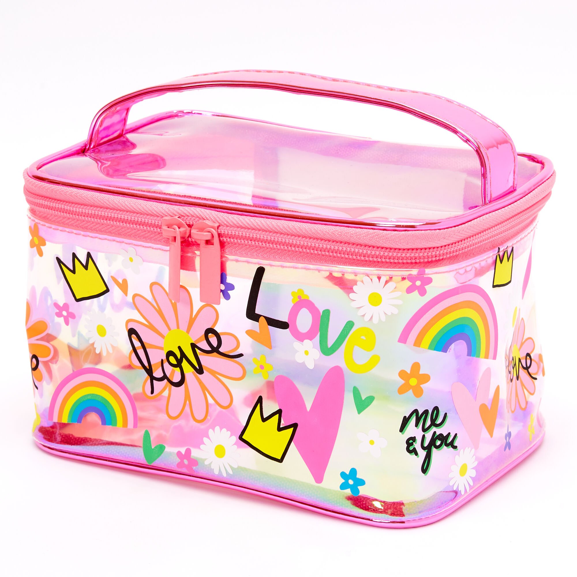 Team Rainbow Transparent Makeup Bag - Pink,