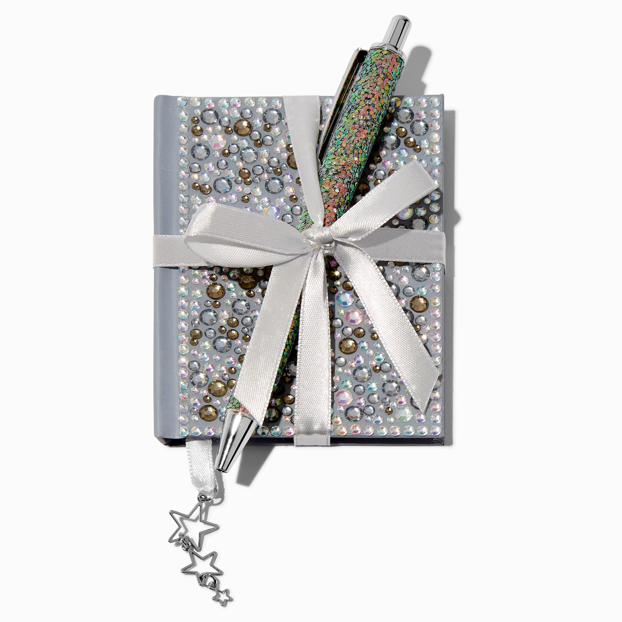 Silver Bling Star Mini Notebook & Pen Gift Set,