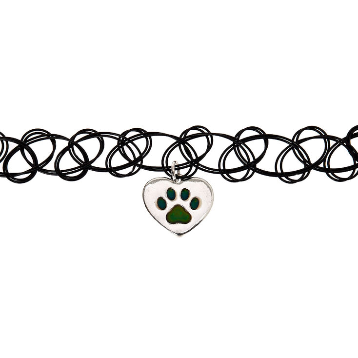 Mood Paw Print Tattoo Choker Necklace,