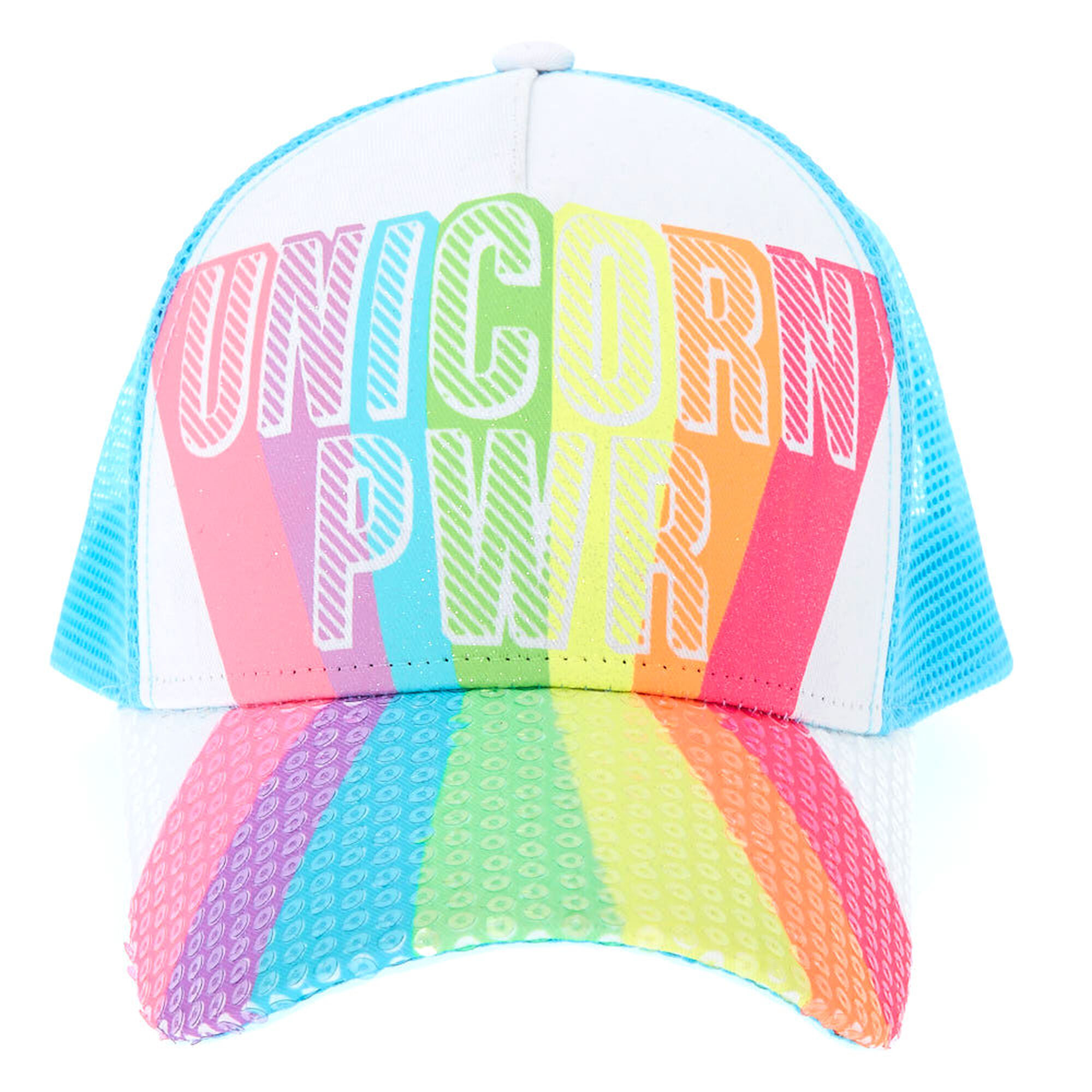 Rainbow Sequin Unicorn Pwr Trucker Hat Claire S