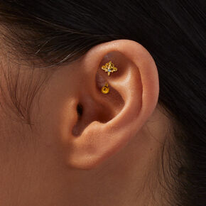 Gold-tone 16G Titanium Starburst Rook Earring,