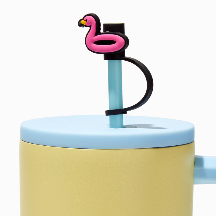 Pink Flamingo &amp; Beach Ball Straw Covers - 2 Pack,