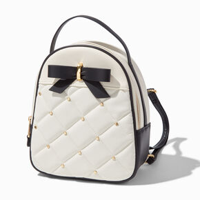 Bow &amp; White Quilted Coquette Small Backpack,