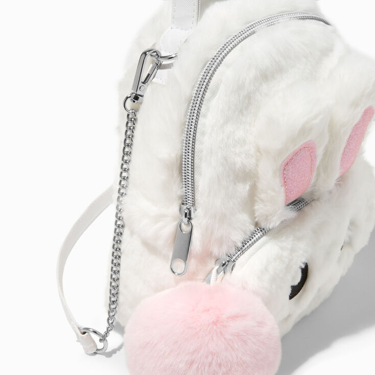 White Bunny Furry Mini Crossbody Backpack,