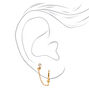 18K Gold Plated Crystal Hoop Connector Chain Stud Earrings,