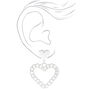 Silver Chain Link Hearts Drop Earrings,