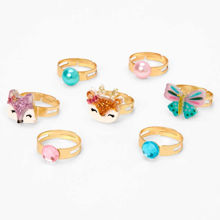 Claire&#39;s Club Flower Box Rings - Pink, 7 Pack,